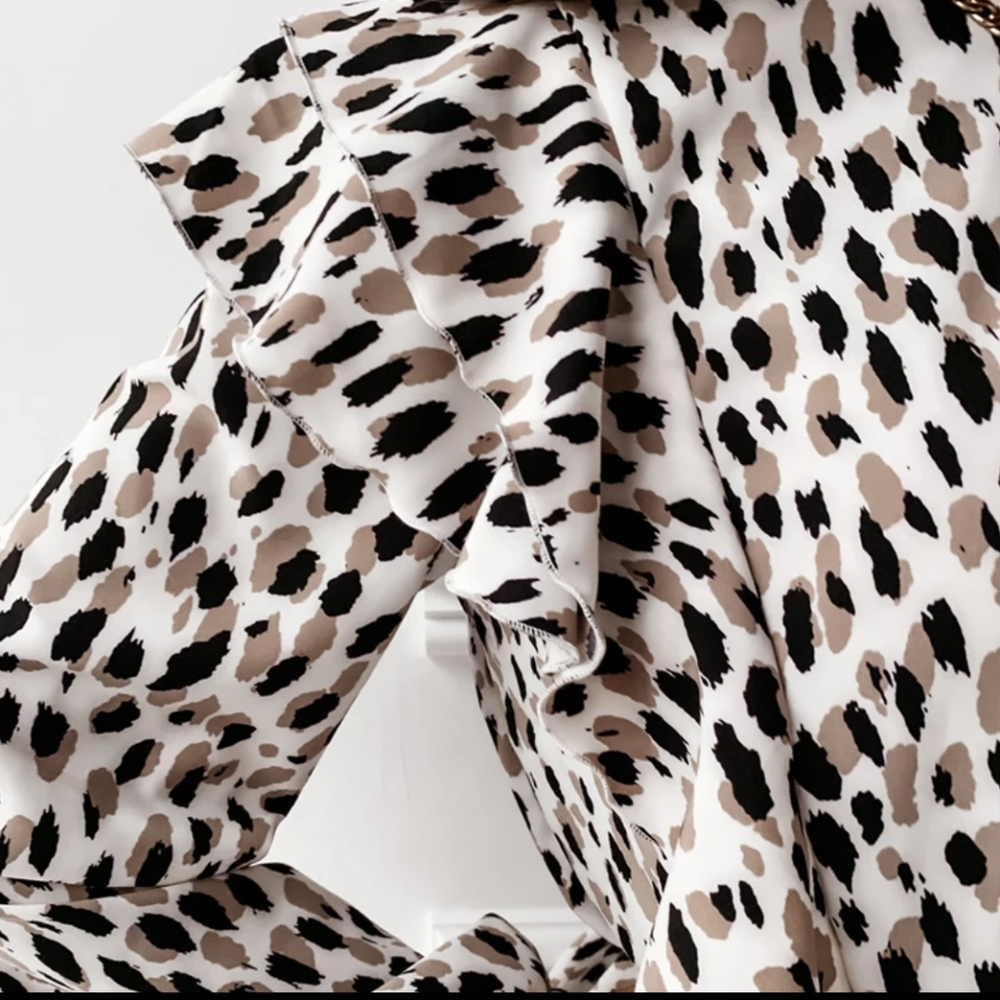 NWT Fall Boho Leopard Print Mini Dress S:S-M - Picture 10 of 13
